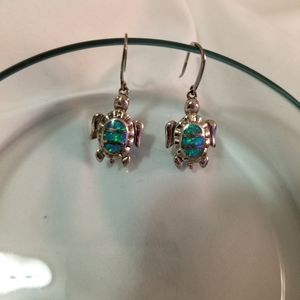 Silver and Opal Turtle Earings